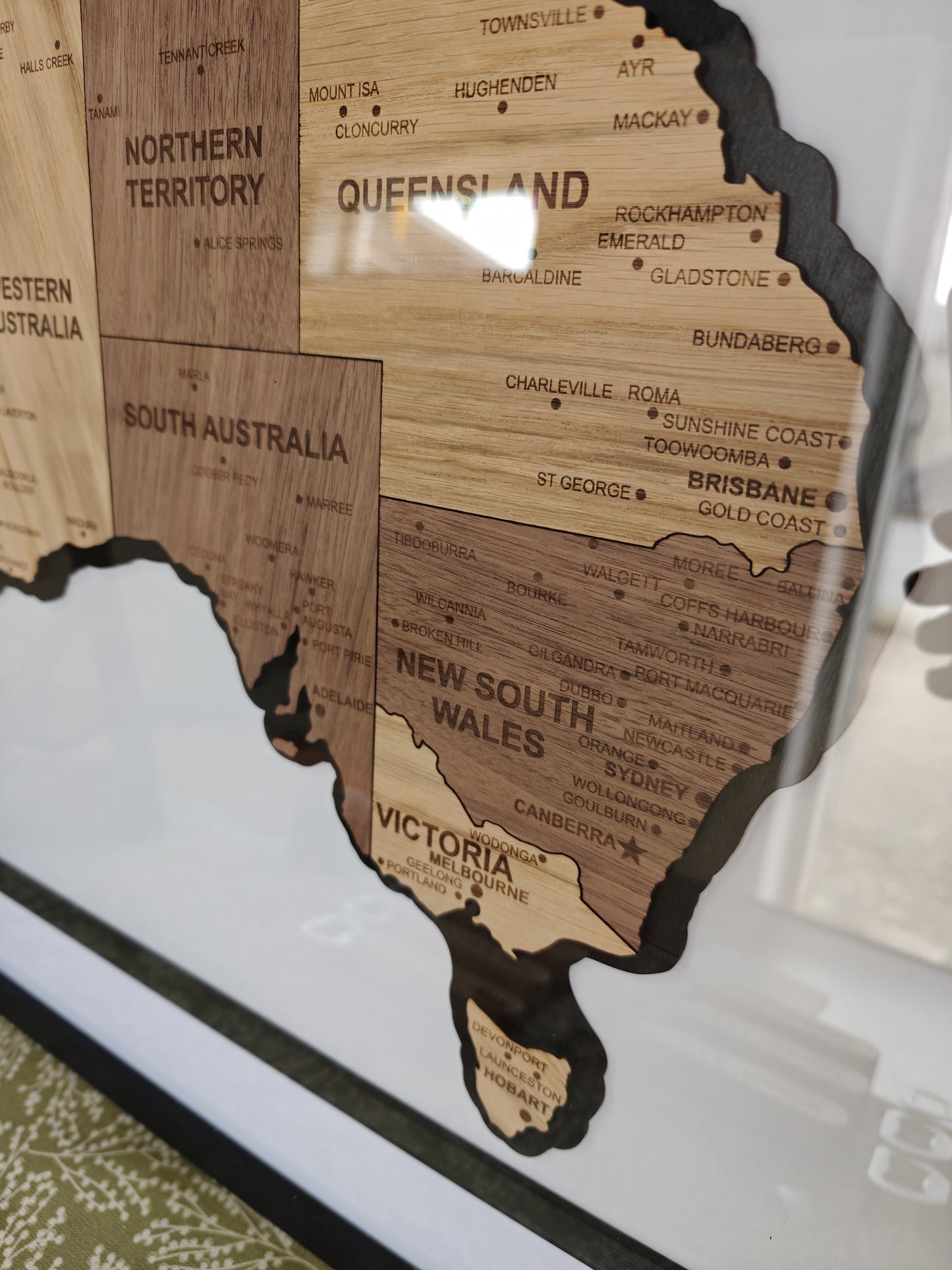 Australia Engraved Wooden Map