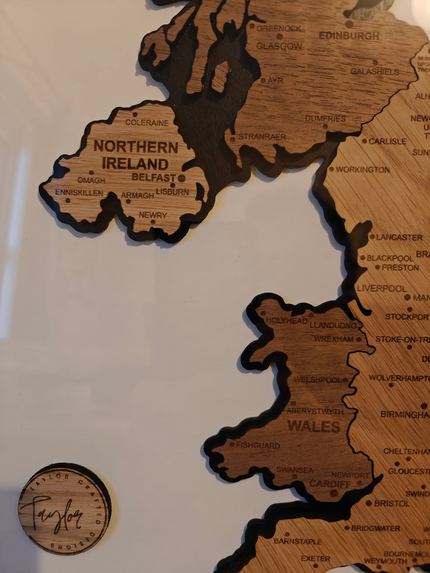 "The Four Nations" Engraved United Kingdom Map | 3D Wooden Heritage Art | Premium Glass-Fronted Black Gallery Frame | Personalised UK Ancestry & Home Gift