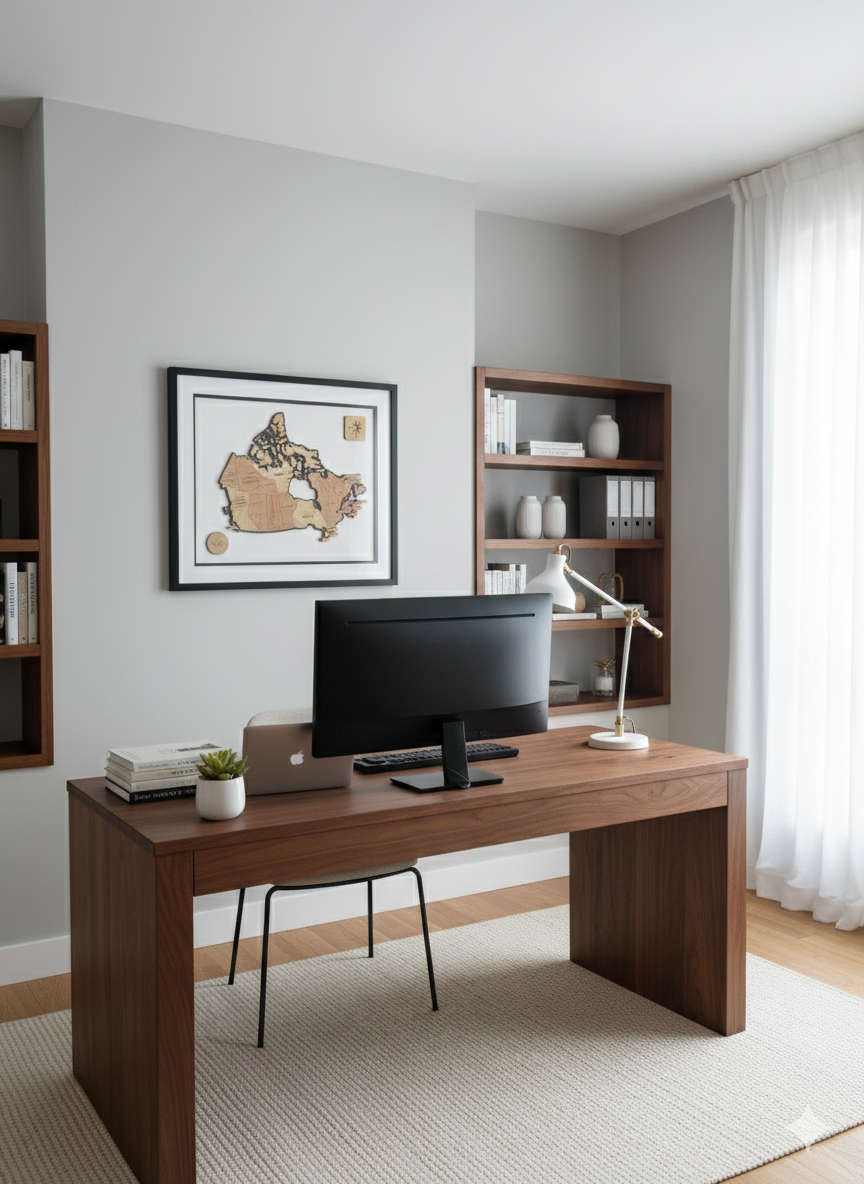 "From Sea to Sea" Large Engraved Canada Map | Premium 3D Wooden Heritage Art | Glass-Fronted Black Gallery Frame & Compass Detail