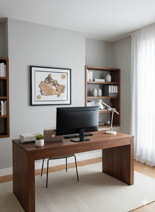 "From Sea to Sea" Large Engraved Canada Map | Premium 3D Wooden Heritage Art | Glass-Fronted Black Gallery Frame & Compass Detail