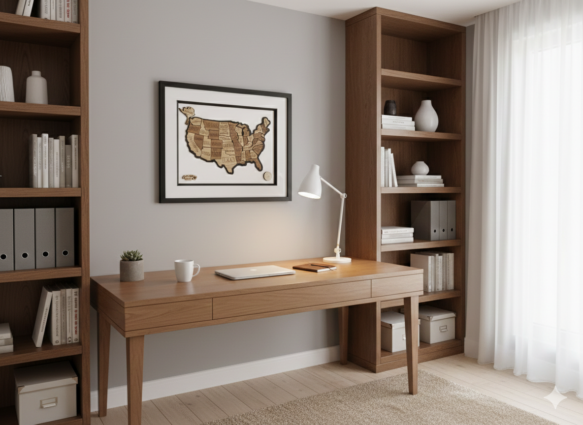 "Route 66" Wooden Map of the USA | Crafted 3D American Heritage Art in Glass-Fronted Black Frame | Ultimate Travel & Road Trip Gift