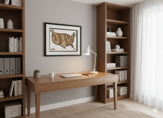 "Route 66" Wooden Map of the USA | Crafted 3D American Heritage Art in Glass-Fronted Black Frame | Ultimate Travel & Road Trip Gift