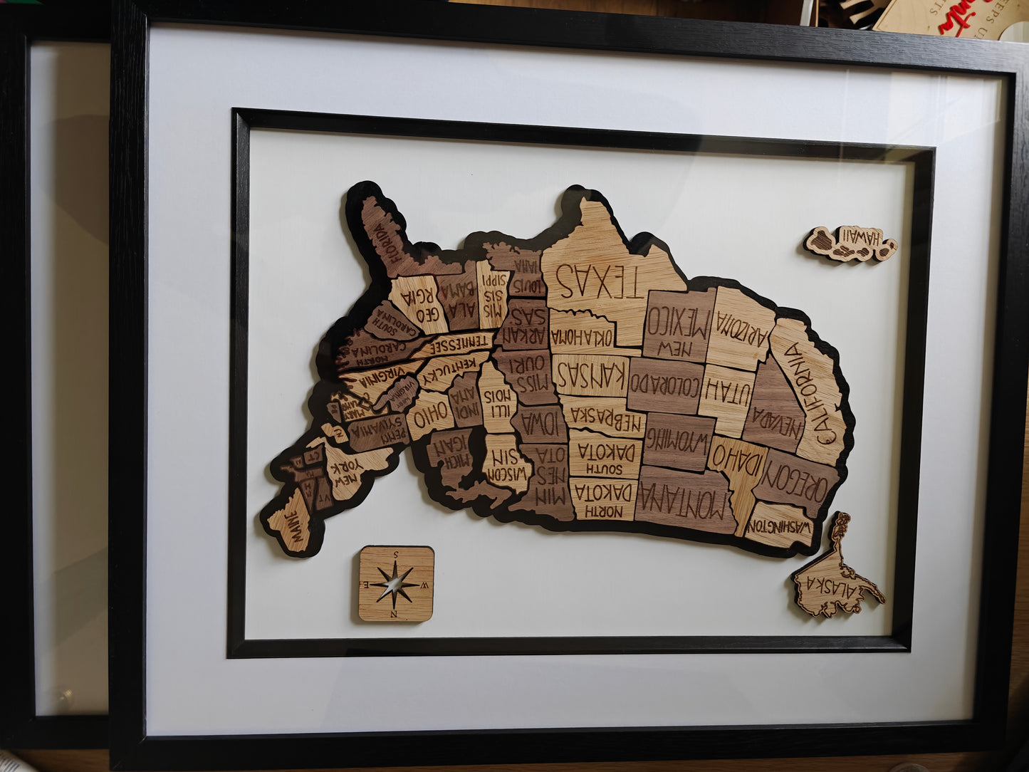 "Route 66" Wooden Map of the USA | Crafted 3D American Heritage Art in Glass-Fronted Black Frame | Ultimate Travel & Road Trip Gift