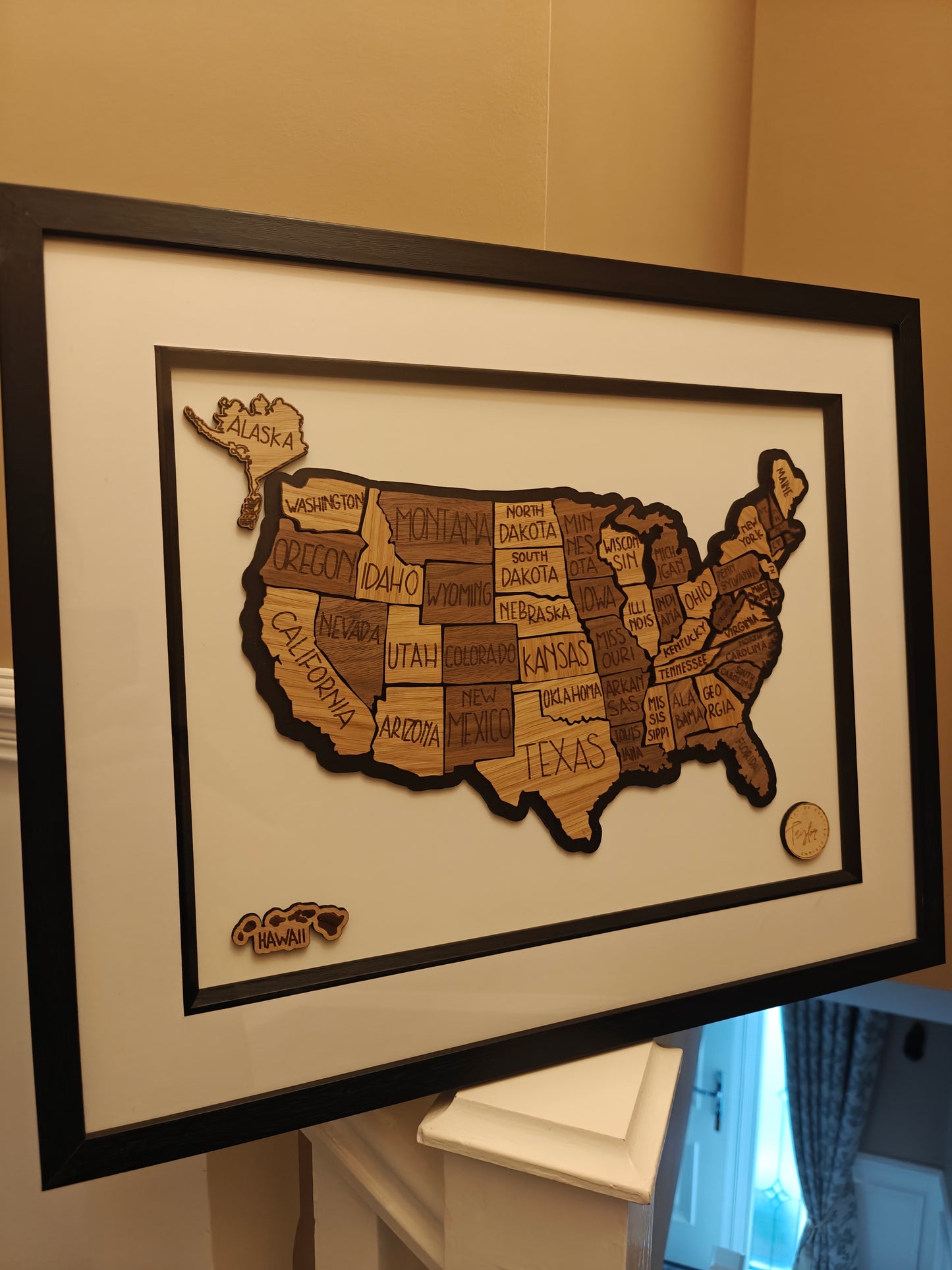 "Route 66" Wooden Map of the USA | Crafted 3D American Heritage Art in Glass-Fronted Black Frame | Ultimate Travel & Road Trip Gift