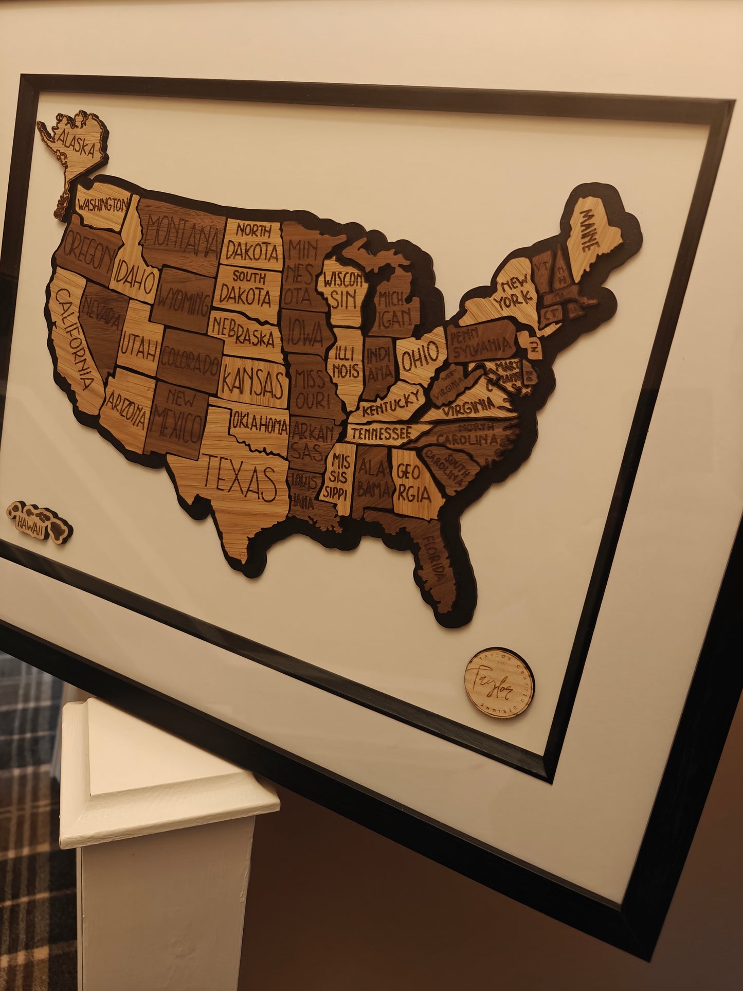 "Route 66" Wooden Map of the USA | Crafted 3D American Heritage Art in Glass-Fronted Black Frame | Ultimate Travel & Road Trip Gift