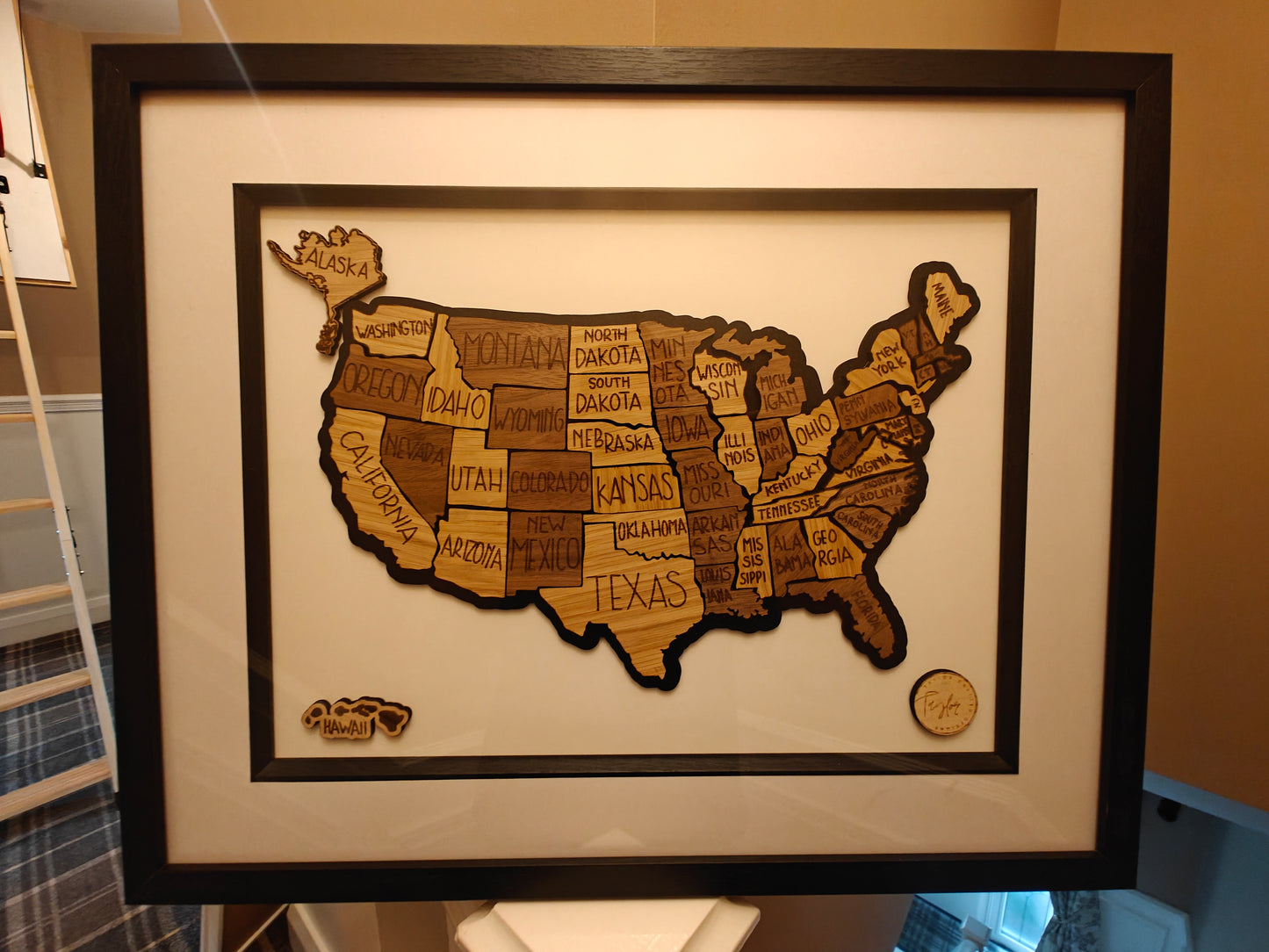 "Route 66" Wooden Map of the USA | Crafted 3D American Heritage Art in Glass-Fronted Black Frame | Ultimate Travel & Road Trip Gift